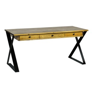 Biurko metal drewno czarne